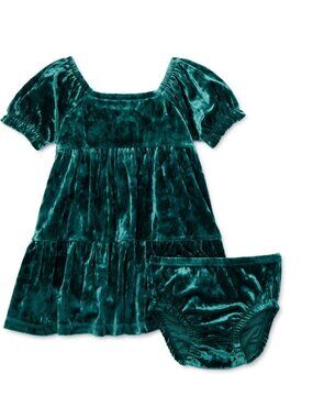 Forever Me Baby Girl Velour Dress with Bloomers, Size 6/9M